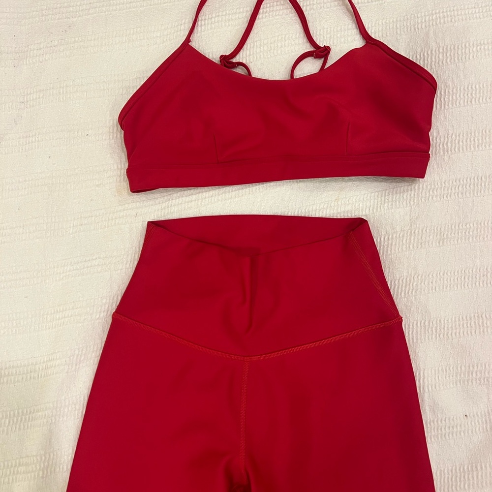 ALO Yoga Red Leggings and Top Set